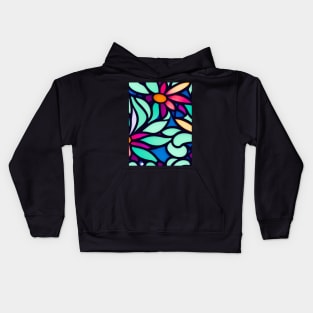 Vibrant Multicolor Flower Abstract Art - Stained Glass Kids Hoodie